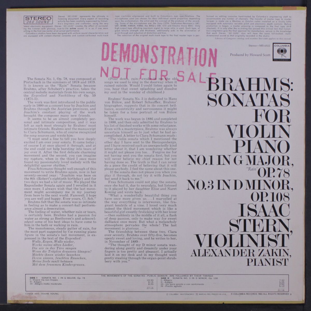 brahms: sonatas for violin & piano by ISAAC STERN