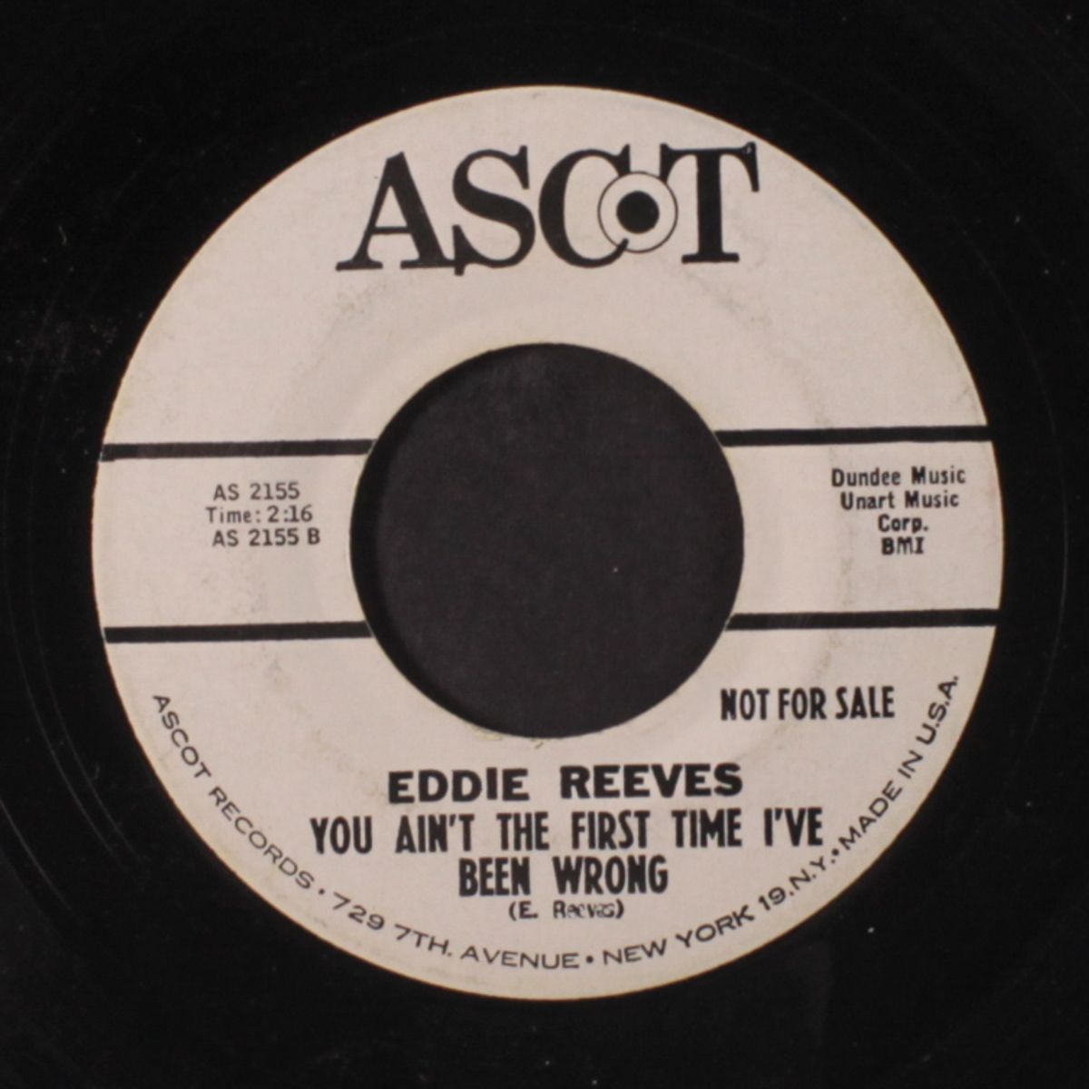heartbreakin' / you ain't the first time i've been wrong by EDDIE REEVES
