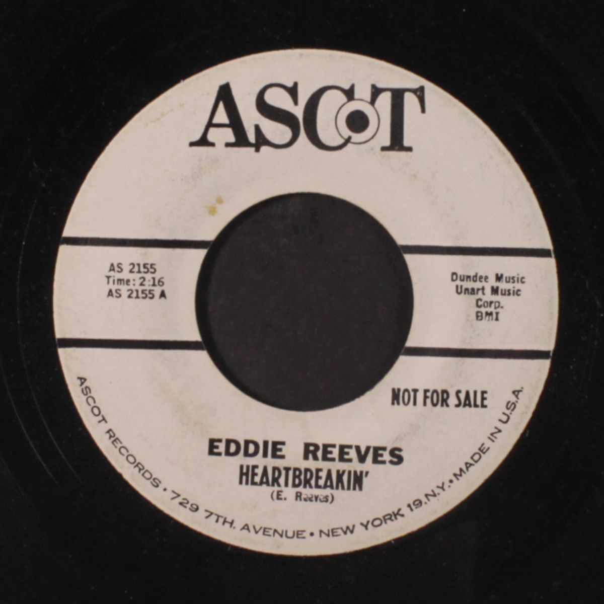 heartbreakin' / you ain't the first time i've been wrong by EDDIE REEVES