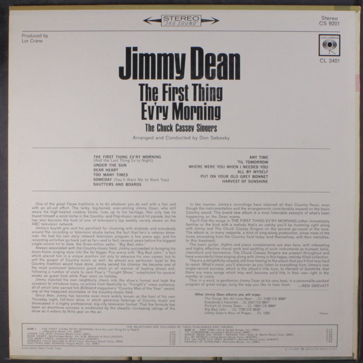 the first thing ev'ry morning by JIMMY DEAN