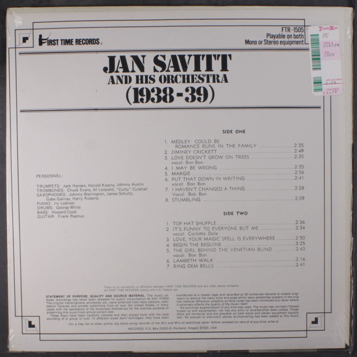 and his orchestra (1938-39) by JAN SAVITT