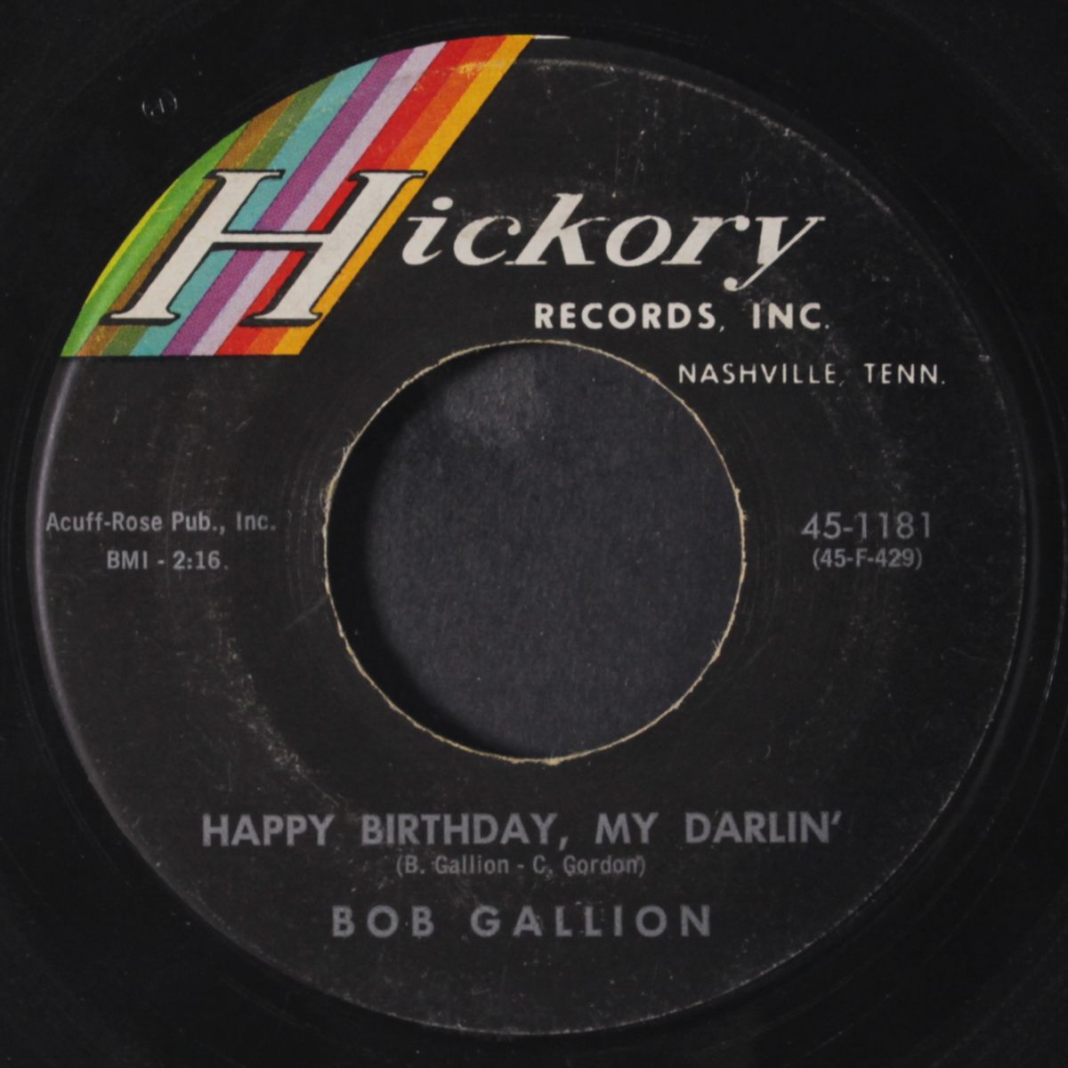 happy birthday, my darlin' / wall to wall love by BOB GALLION
