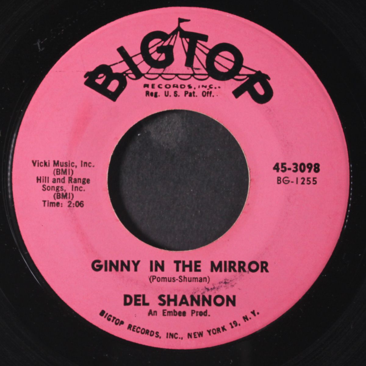 ginny in the mirror / i won't be there by DEL SHANNON