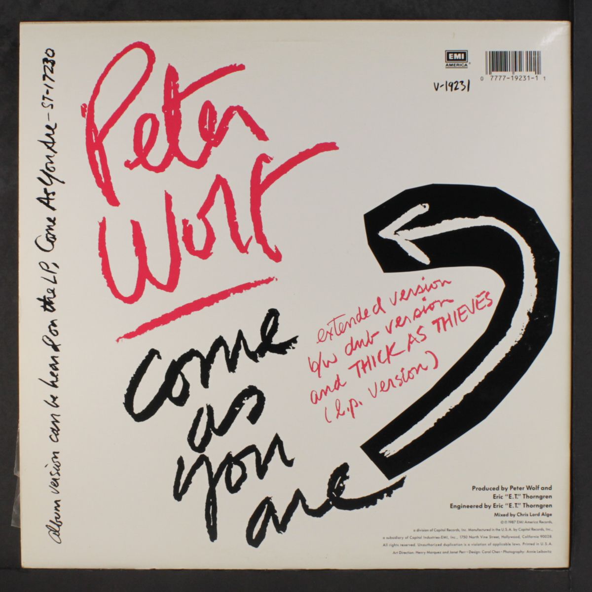 come as you are (2 mixes / thick as thieves) by PETER WOLF