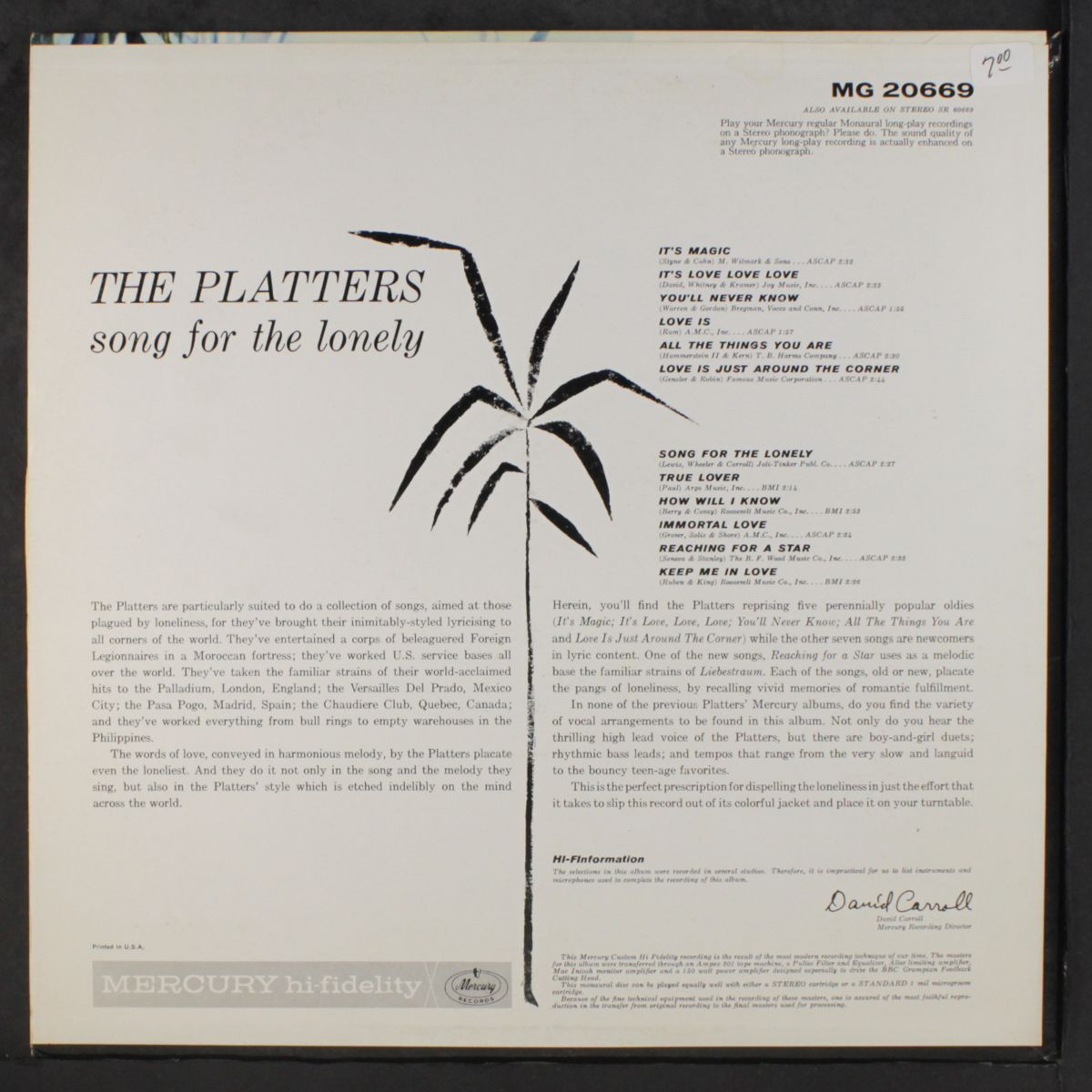 song for the lonely by PLATTERS