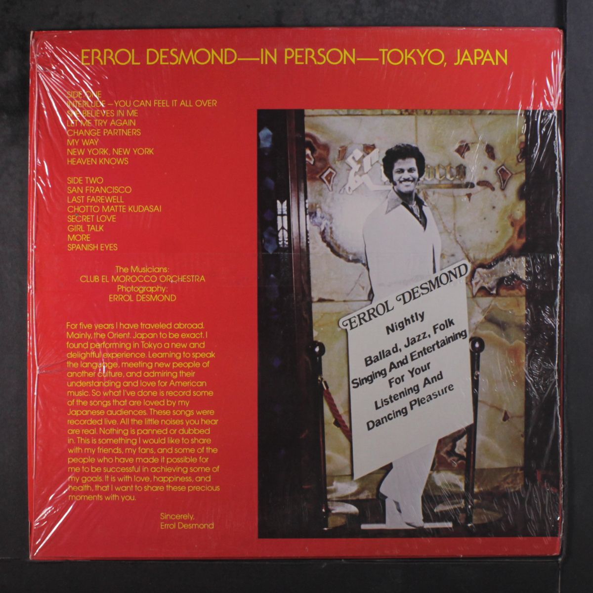 in person at club el morocco by ERROL DESMOND