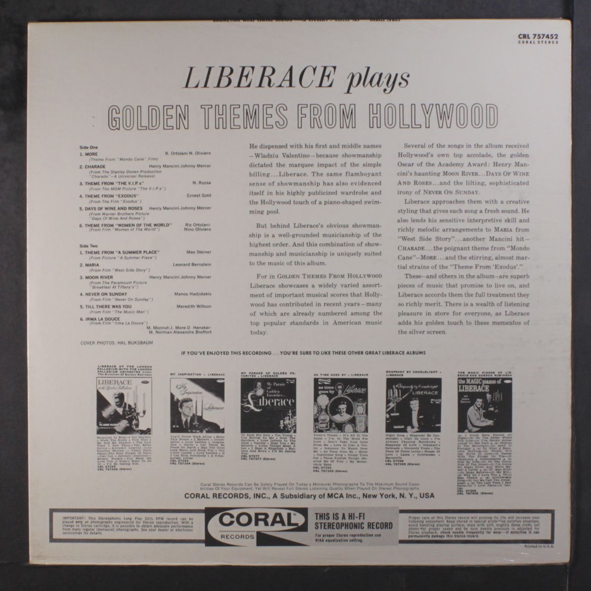 golden themes from hollywood by LIBERACE