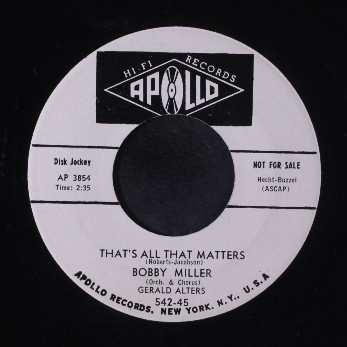 that's all that matters / the wonder of it all by BOBBY MILLER