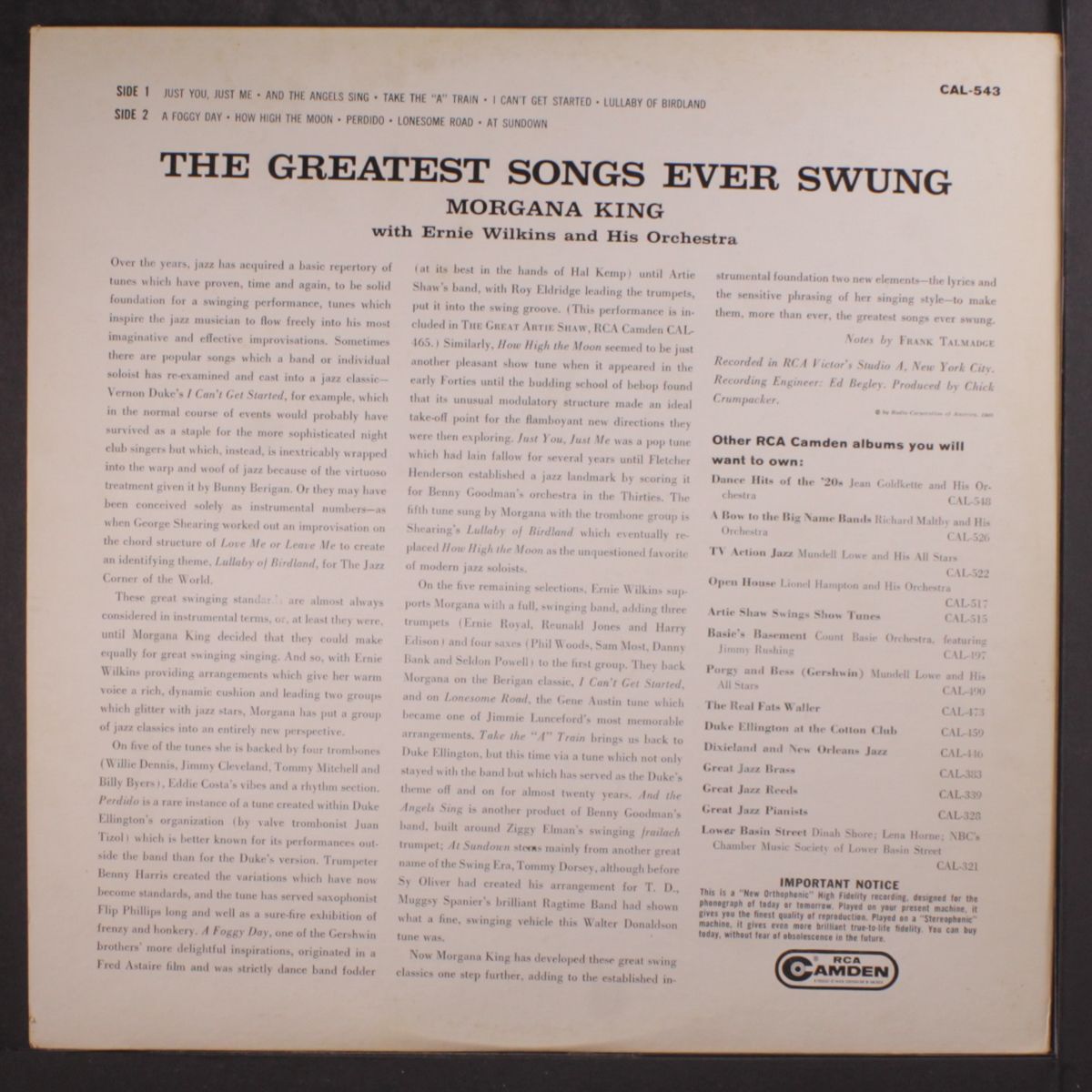 the greatest songs ever swung by MORGANA KING