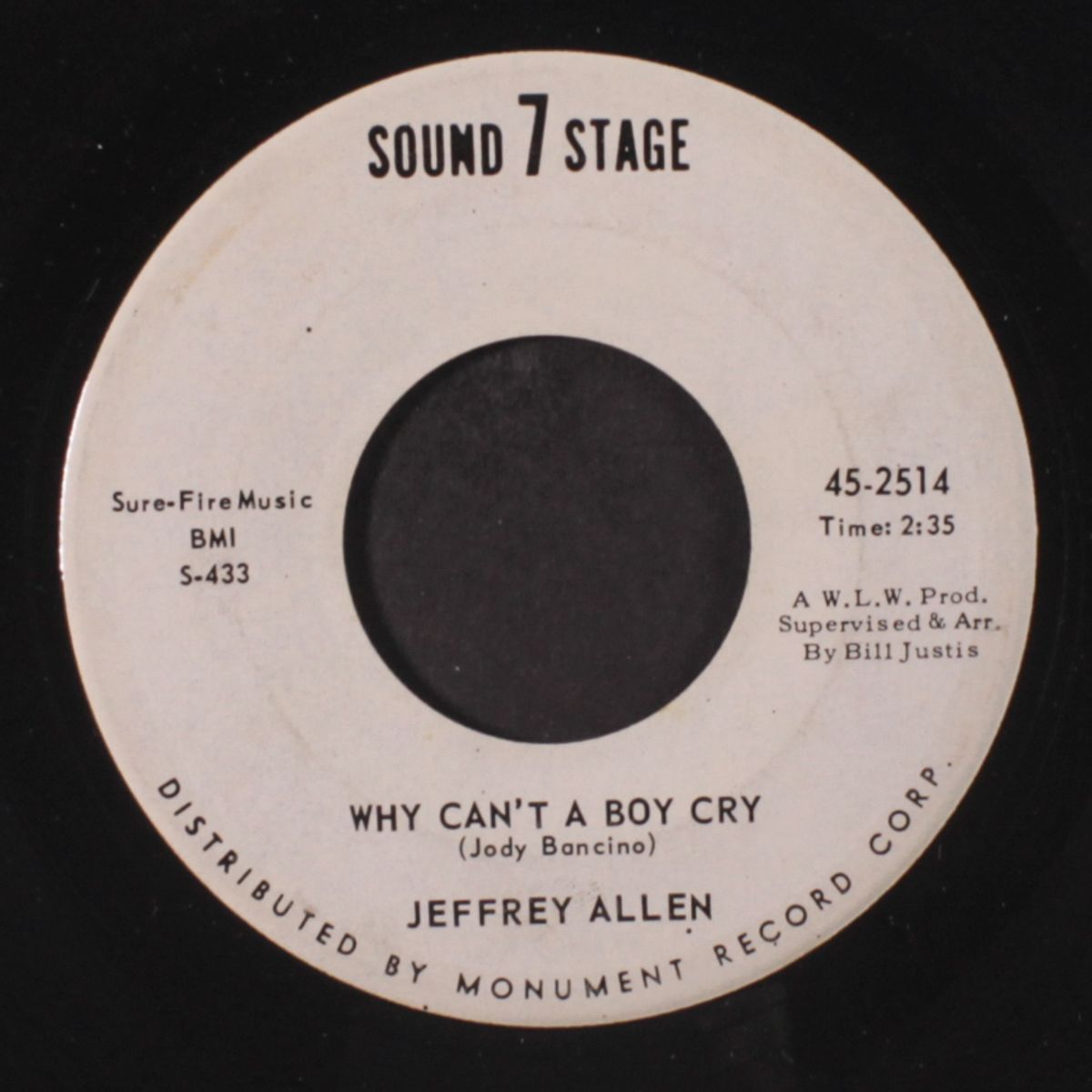 why can't a boy cry / beyond the next hill by JEFFREY ALLEN