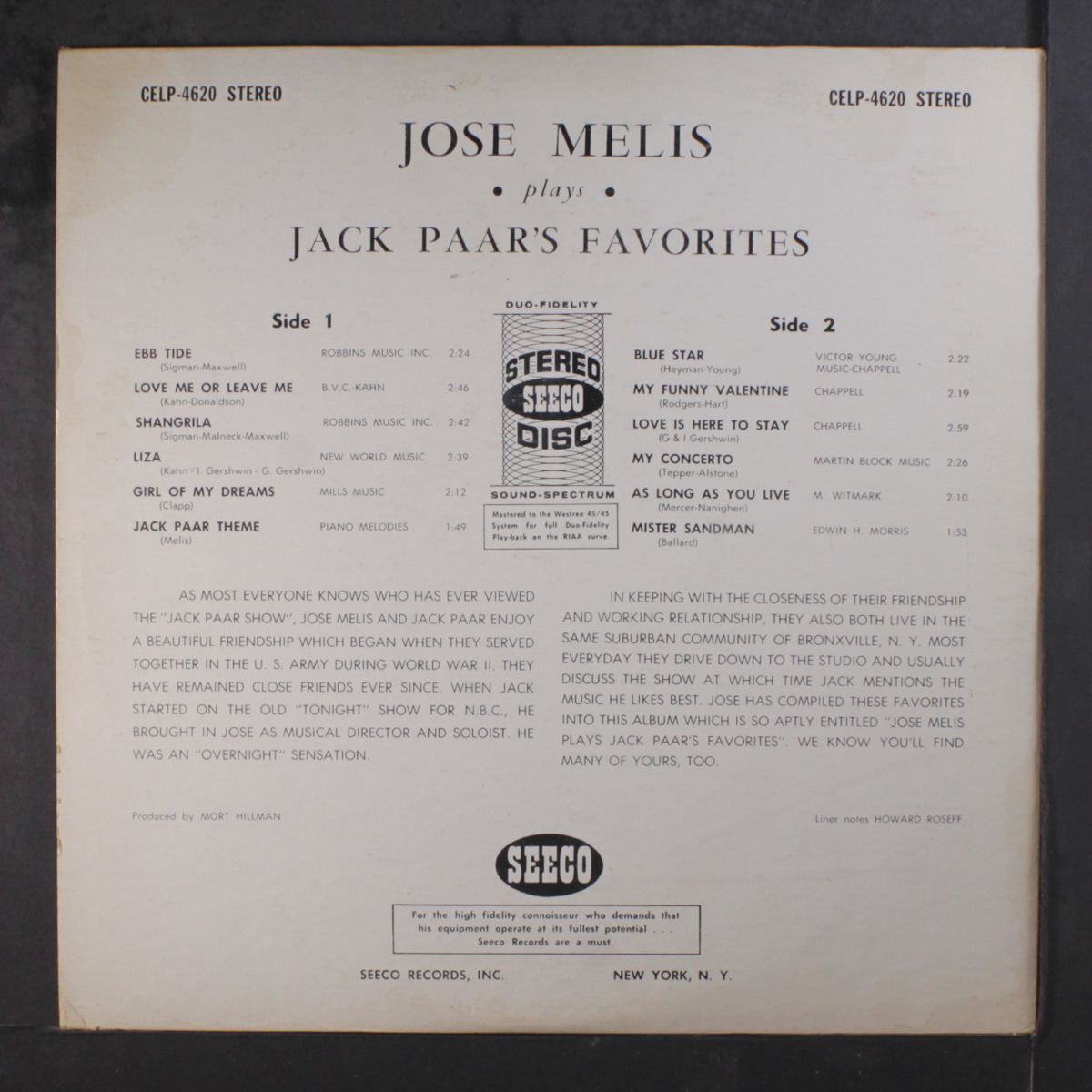plays jack paar's favorites by JOSE MELIS