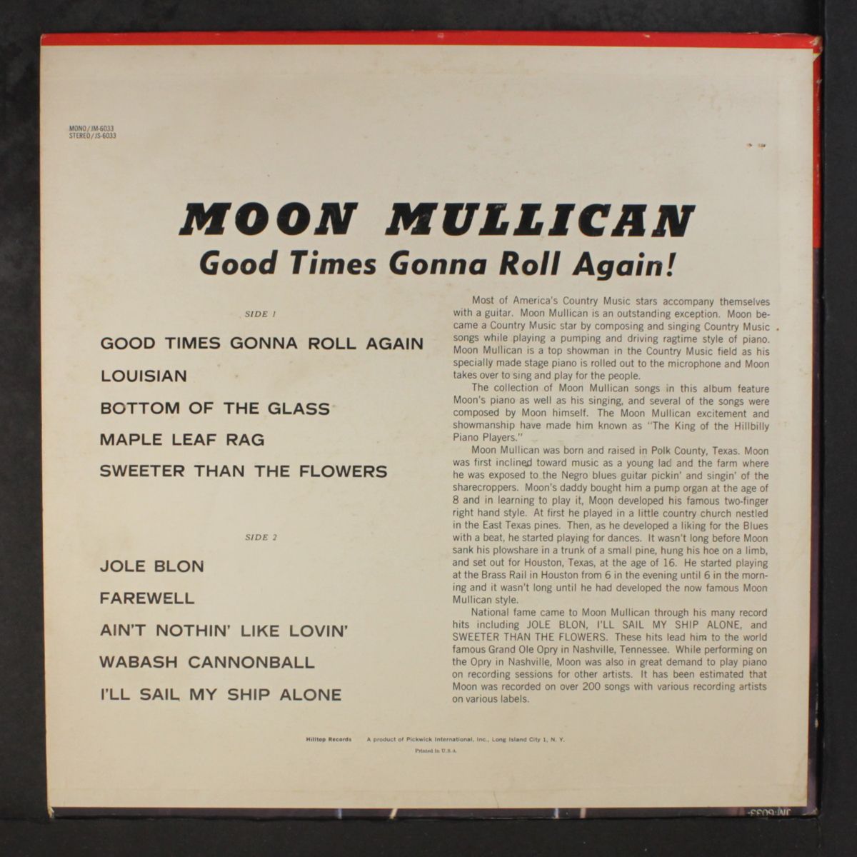 good times gonna roll again by MOON MULLICAN