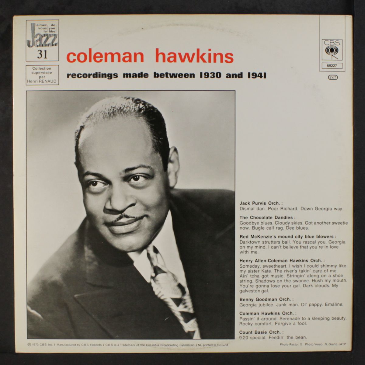recordings made between 1930 & 1941 by COLEMAN HAWKINS