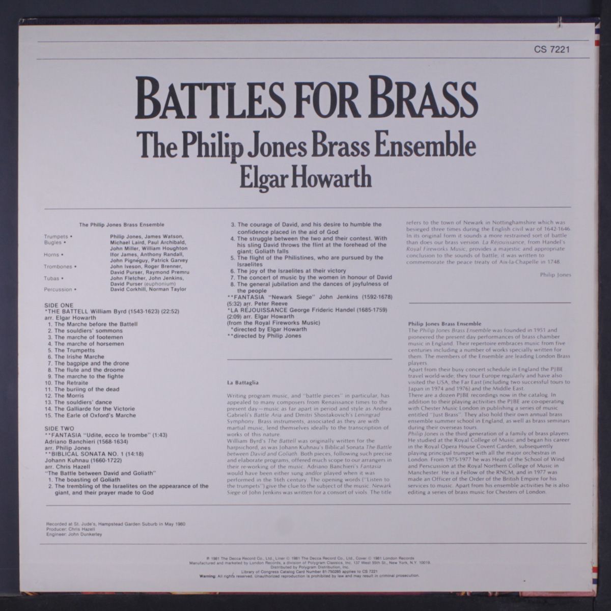 battles for brass by PHILIP JONES BRASS ENSEMBLE