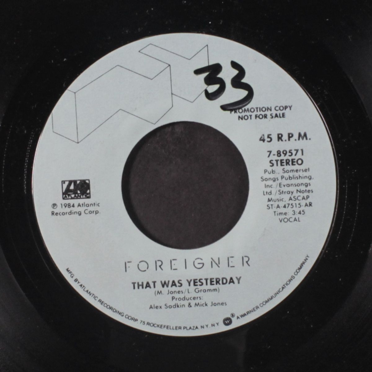 that was yesterday / same by FOREIGNER