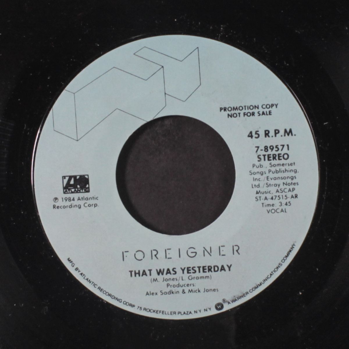 that was yesterday / same by FOREIGNER