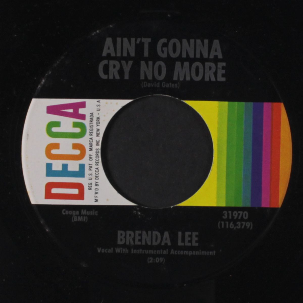 ain't gonna cry no more by BRENDA LEE