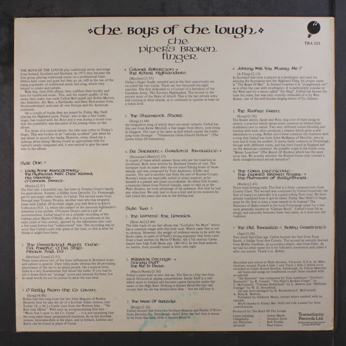 the piper's broken finger by BOYS OF THE LOUGH