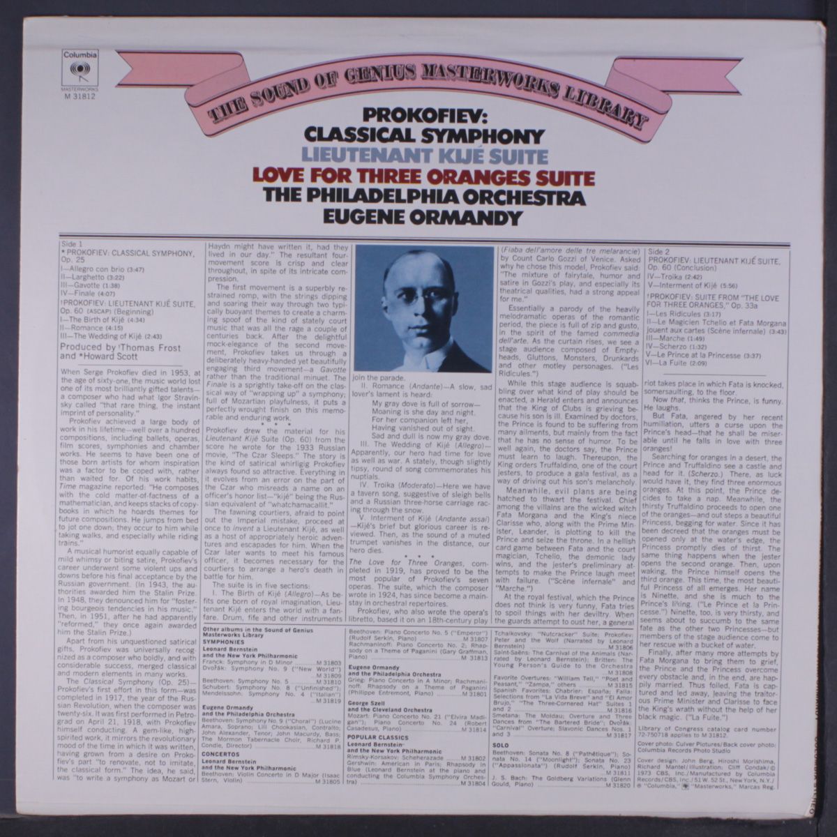 prokofiev: classical symphony / lieutenant kije suite / love for three by EUGENE ORMANDY