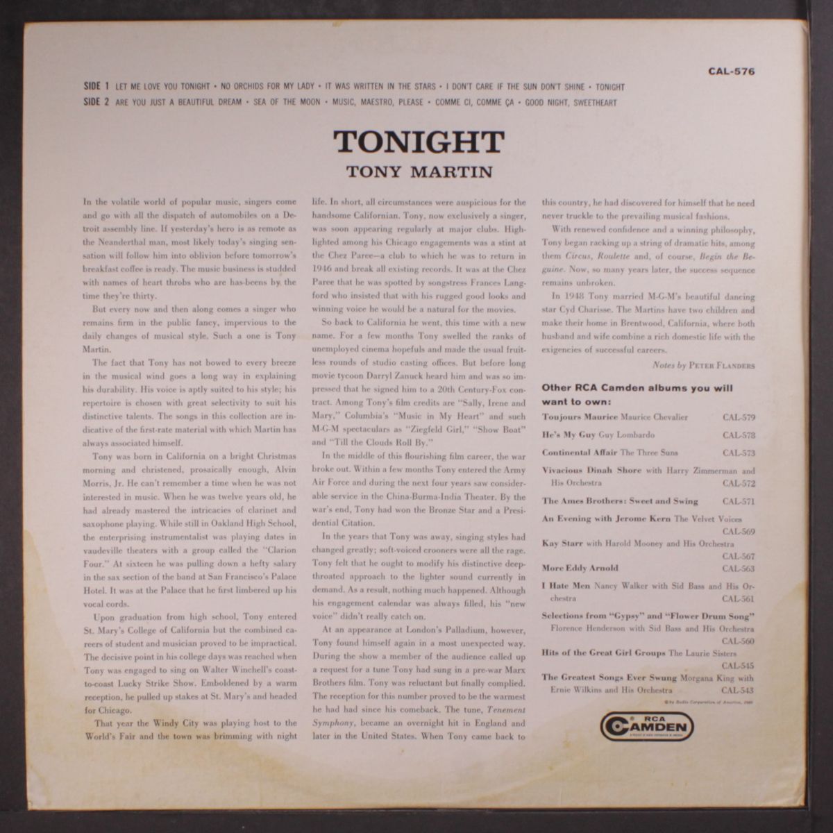 tonight by TONY MARTIN