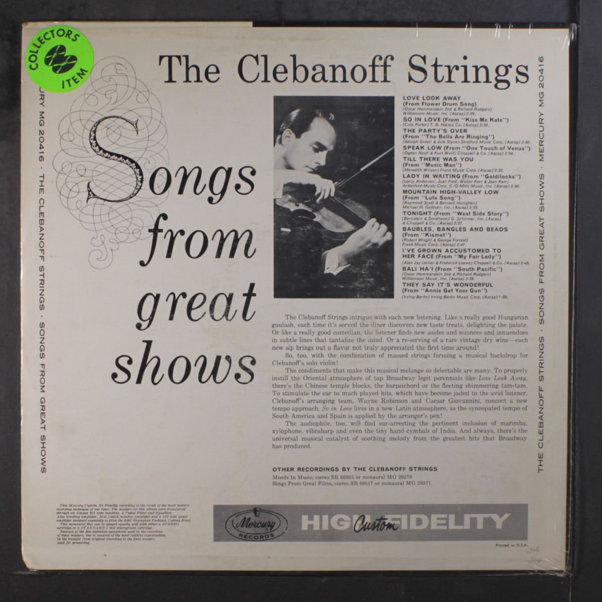 songs from great shows by CLEBANOFF STRINGS