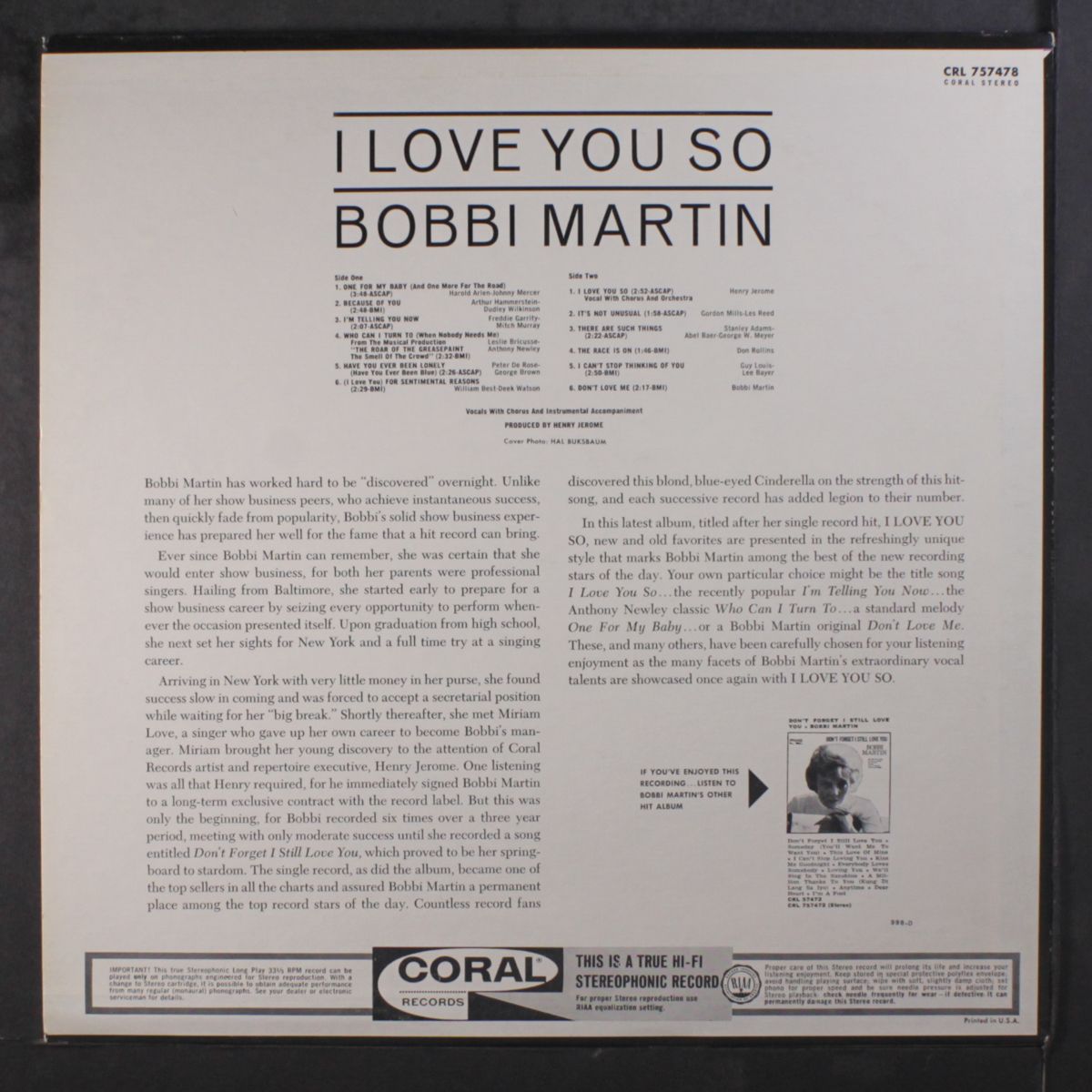 i love you so by BOBBI MARTIN