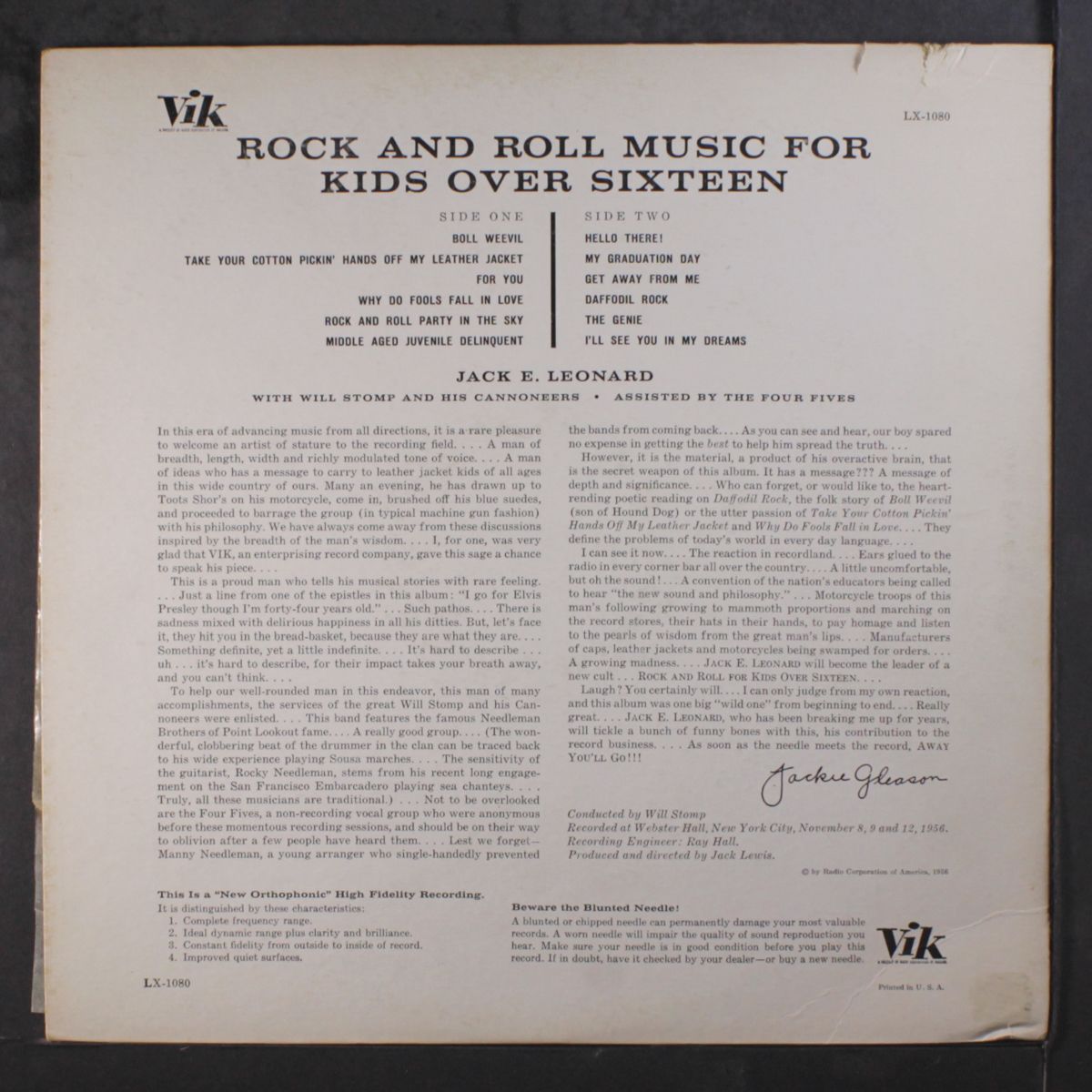rock and roll music for kids over sixteen by JACK E. LEONARD