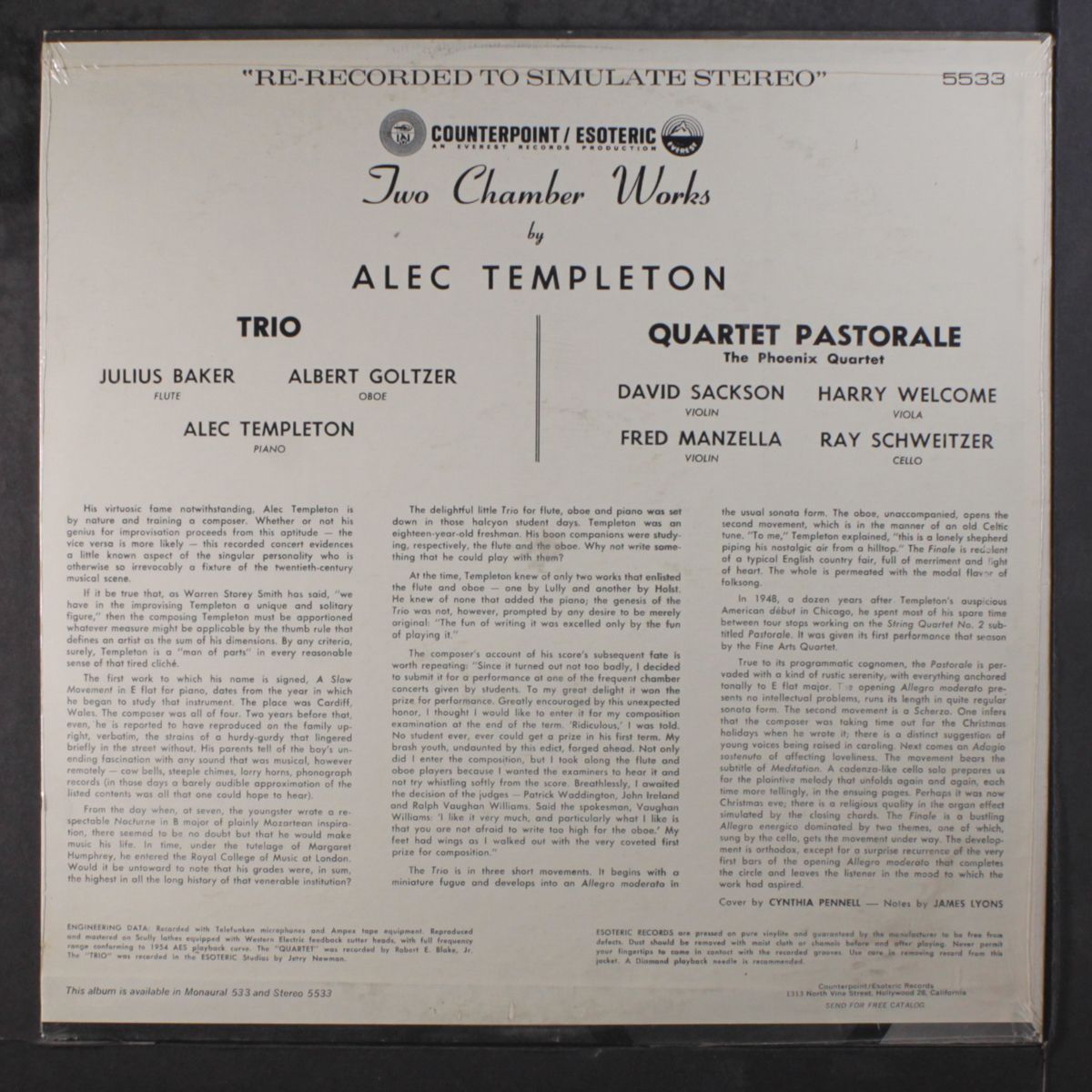 two chamber works by ALEC TEMPLETON