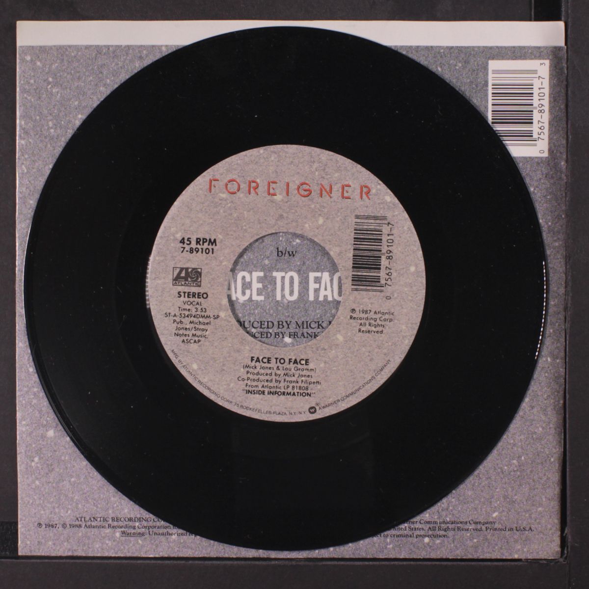 face to face / i don't want to live without you by FOREIGNER