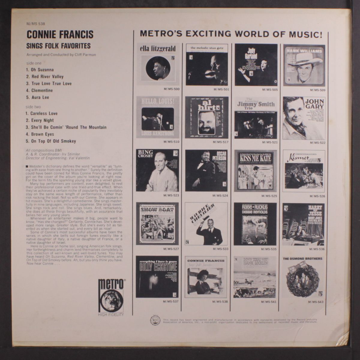 sings folk favorites by CONNIE FRANCIS