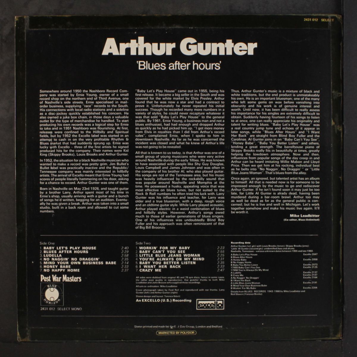blues after hours by ARTHUR GUNTER
