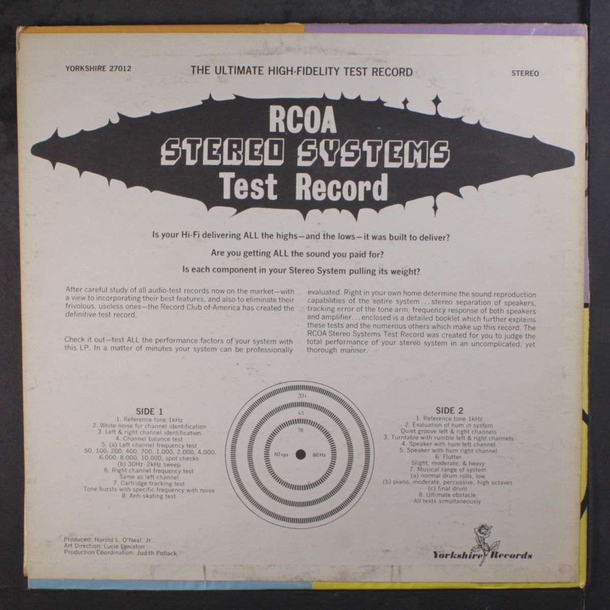 rcoa stereo systems test record by NO ARTIST