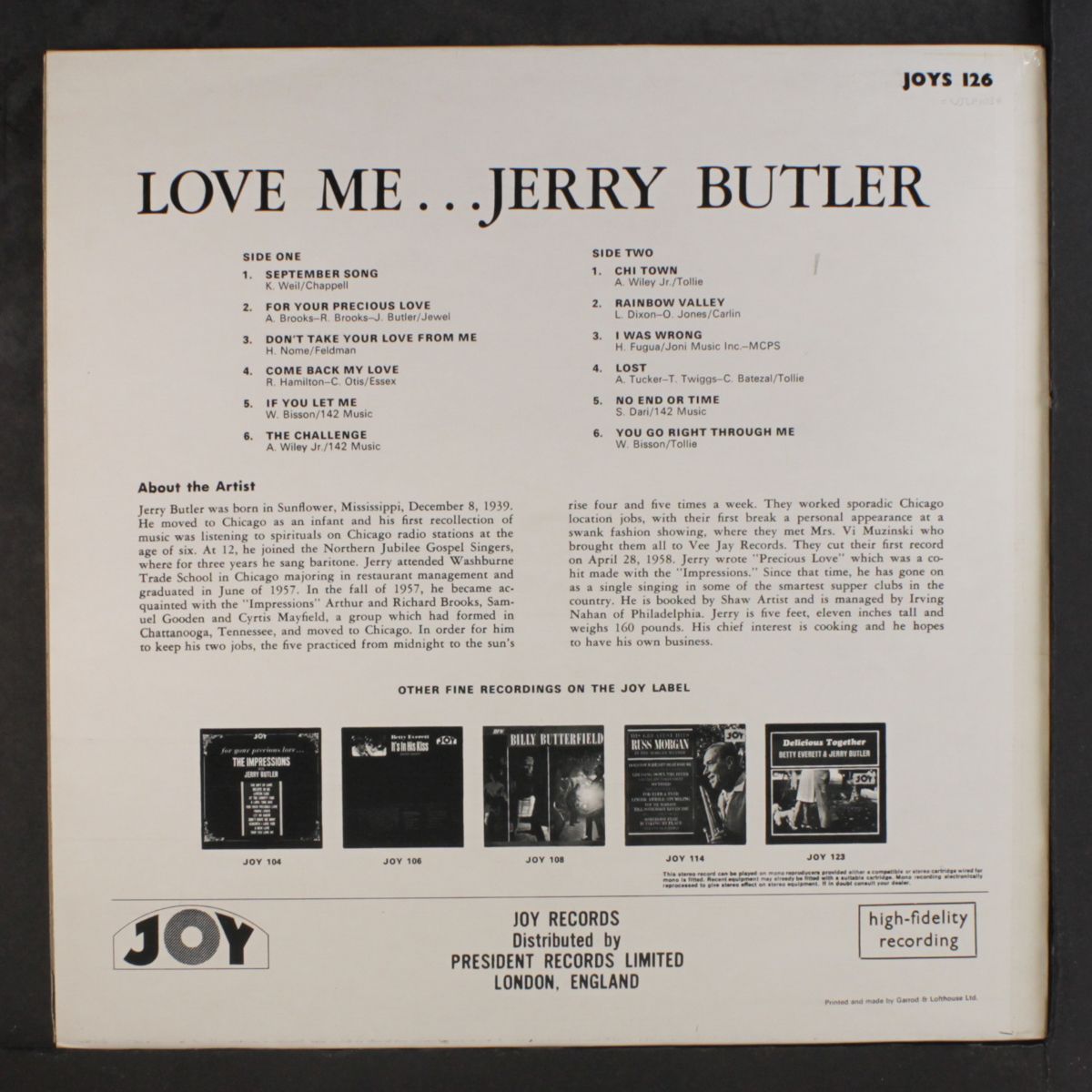 love me by JERRY BUTLER