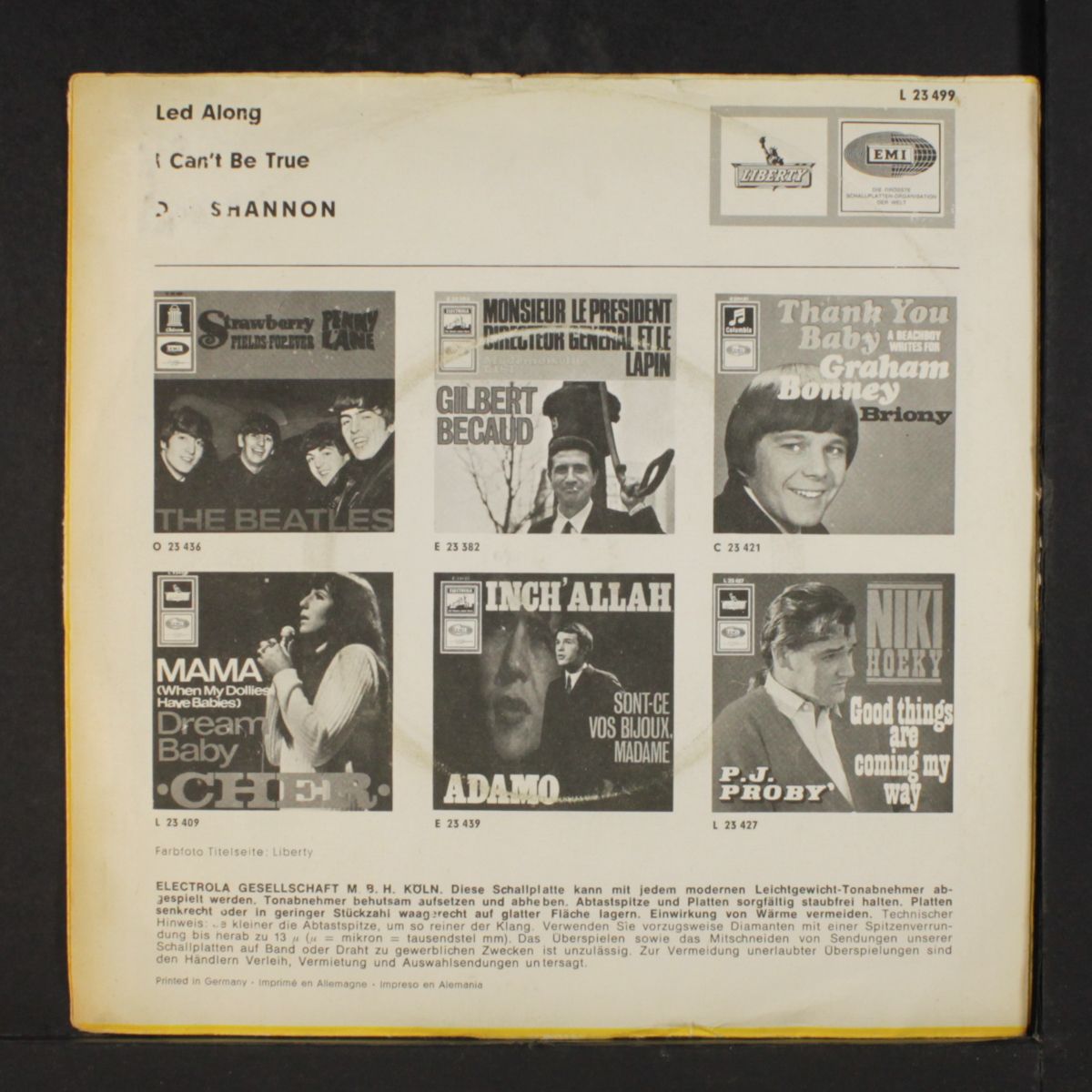 led along / i can't be true by DEL SHANNON