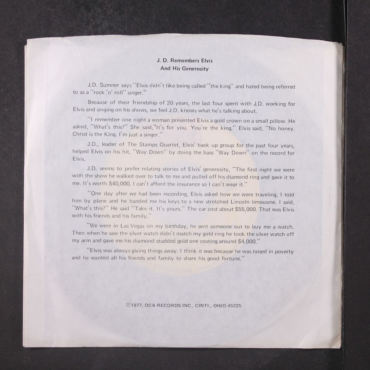 elvis has left the building by J.D. SUMNER