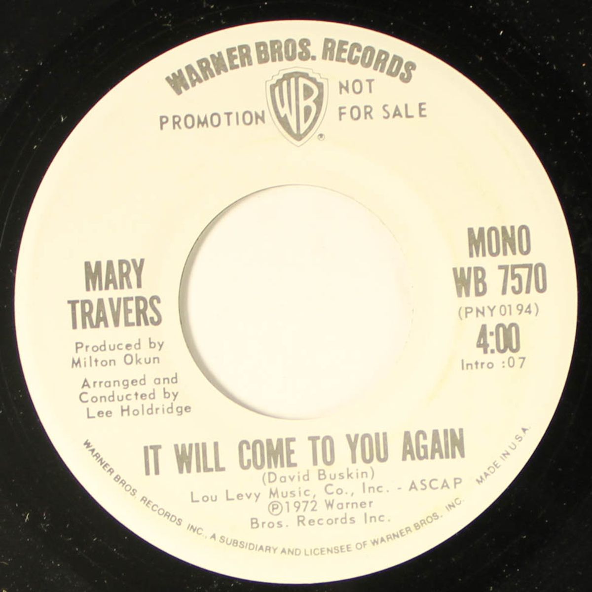 it will come to you again / mono by MARY TRAVERS