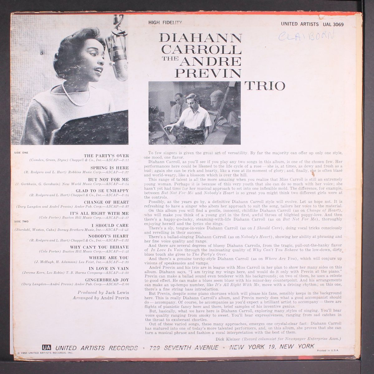 with the andre previn trio by DIAHANN CARROLL