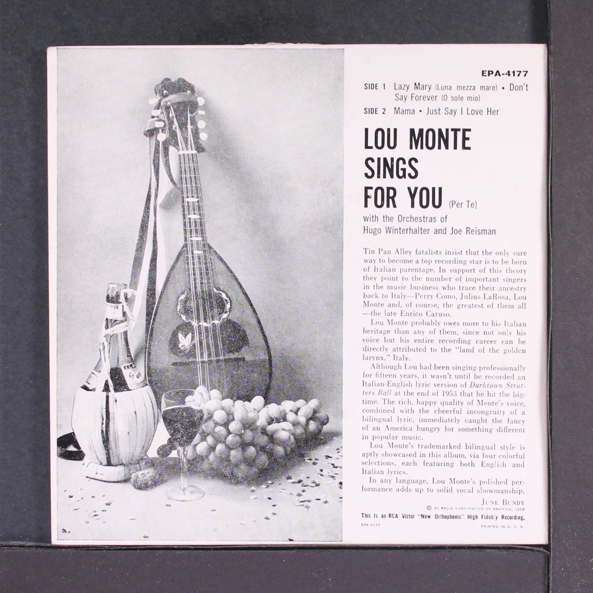 sings for you by LOU MONTE