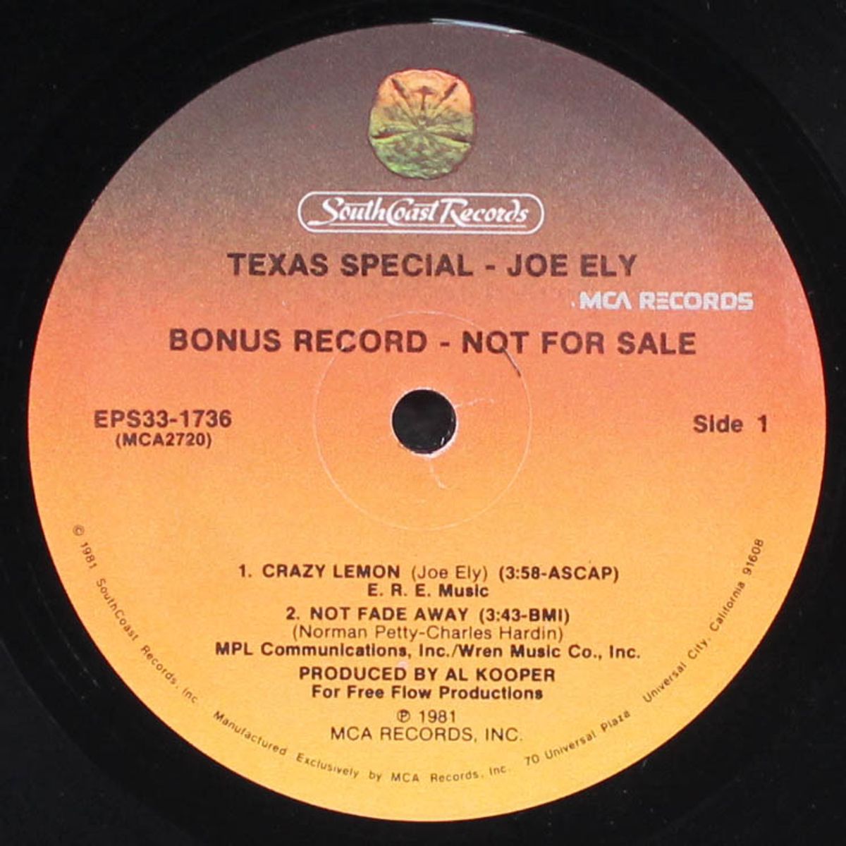 texas special (bonus record) by JOE ELY