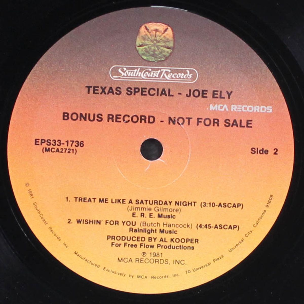 texas special (bonus record) by JOE ELY