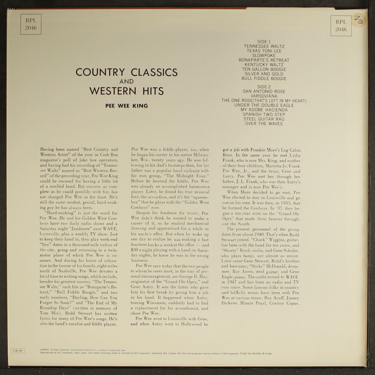 country classics by PEE WEE KING