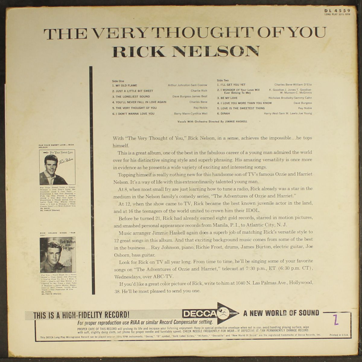 the very thought of you by RICK NELSON
