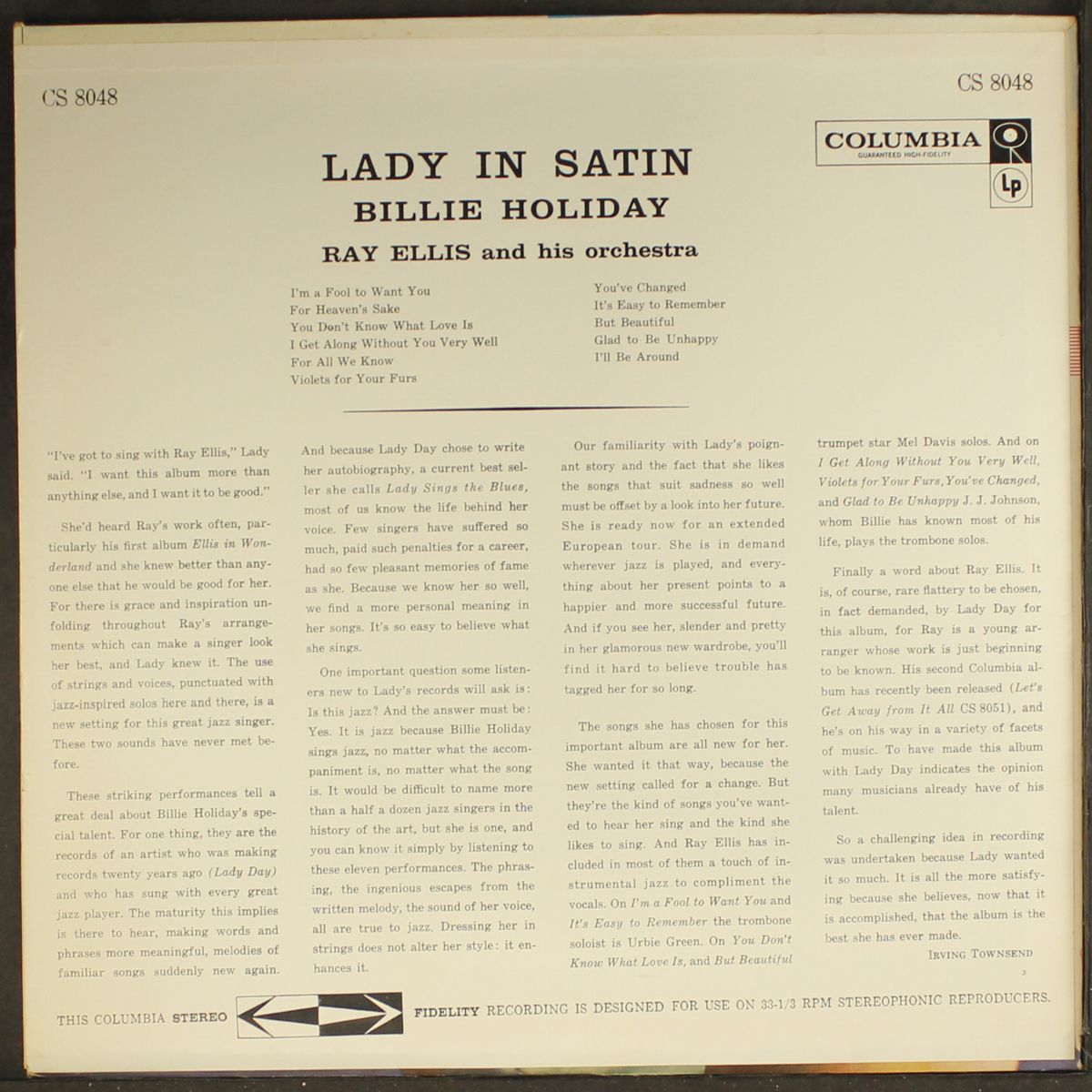 lady in satin by BILLIE HOLIDAY