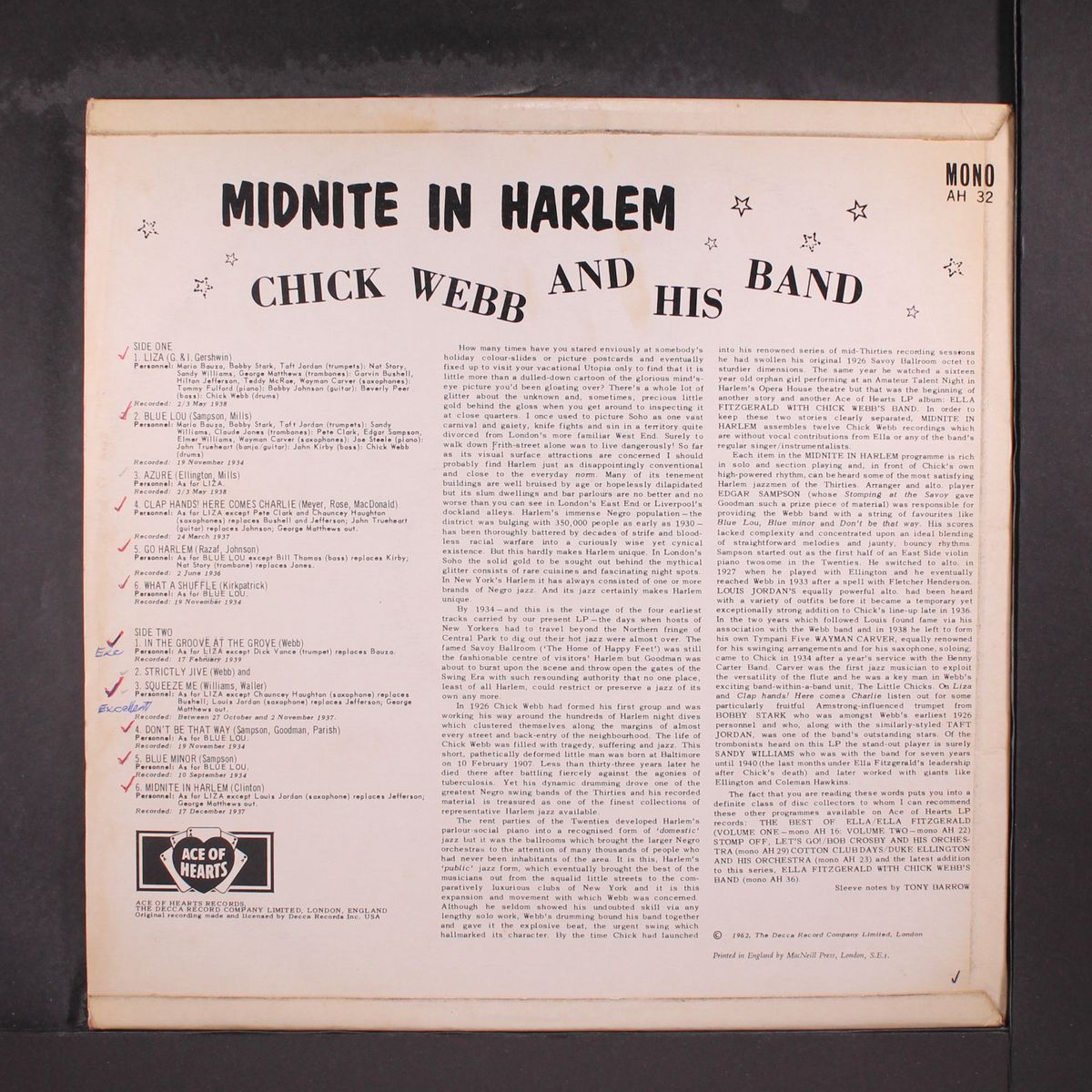 midnite in harlem by CHICK WEBB