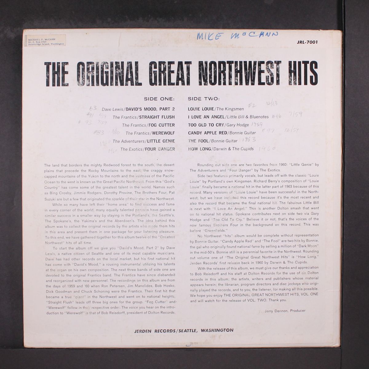 original northwest hits, vol. 1 by VARIOUS