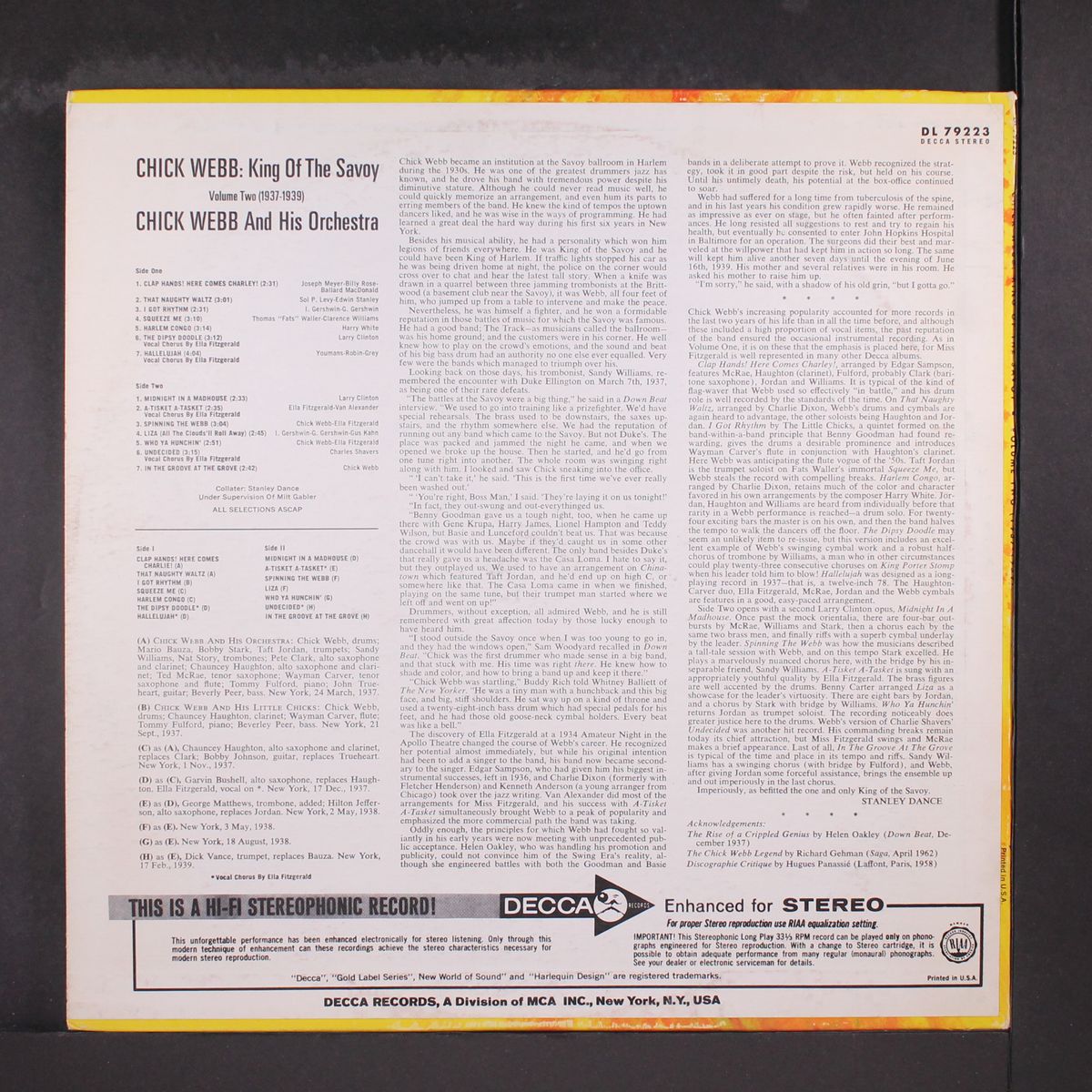 king of the savoy, vol. 2 by CHICK WEBB