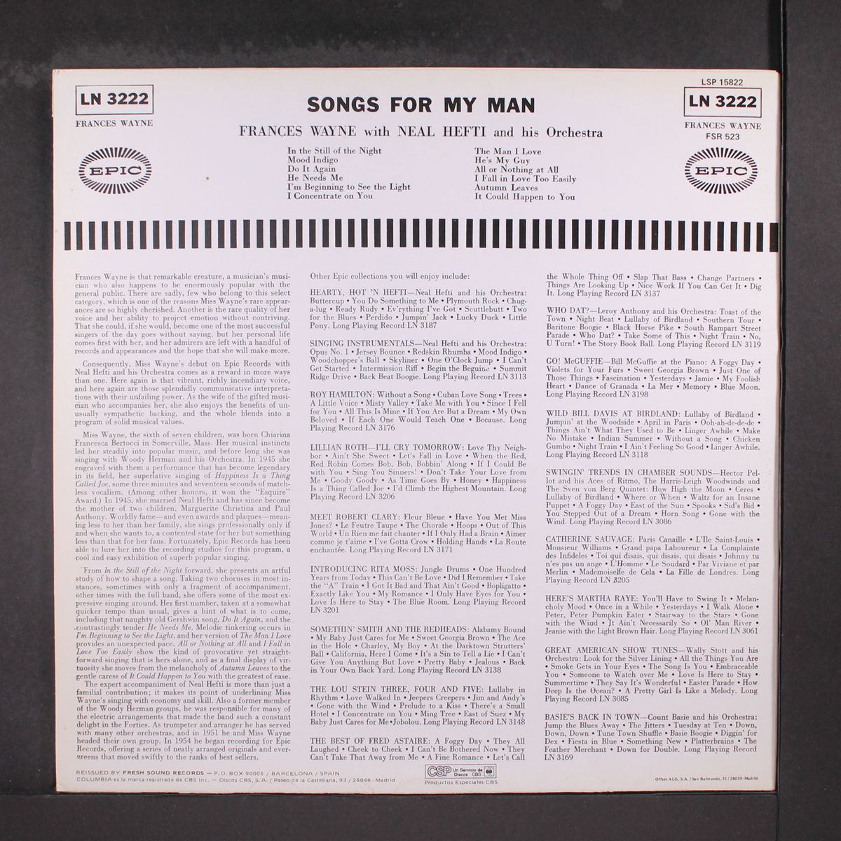 songs for my man by FRANCES WAYNE