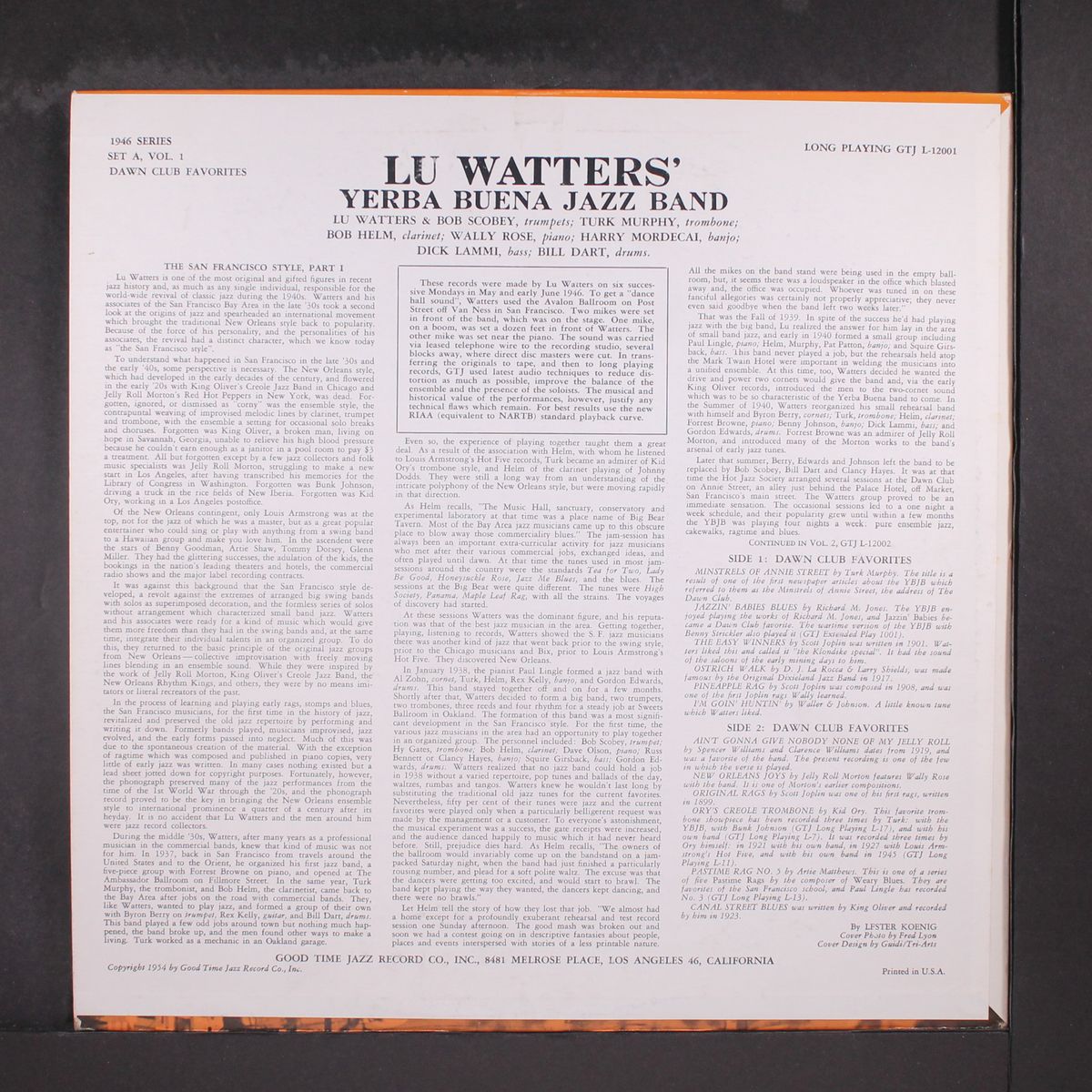 vol. 1; dawn club favorites by LU WATTERS' YERBA BUENA JAZZ BAND