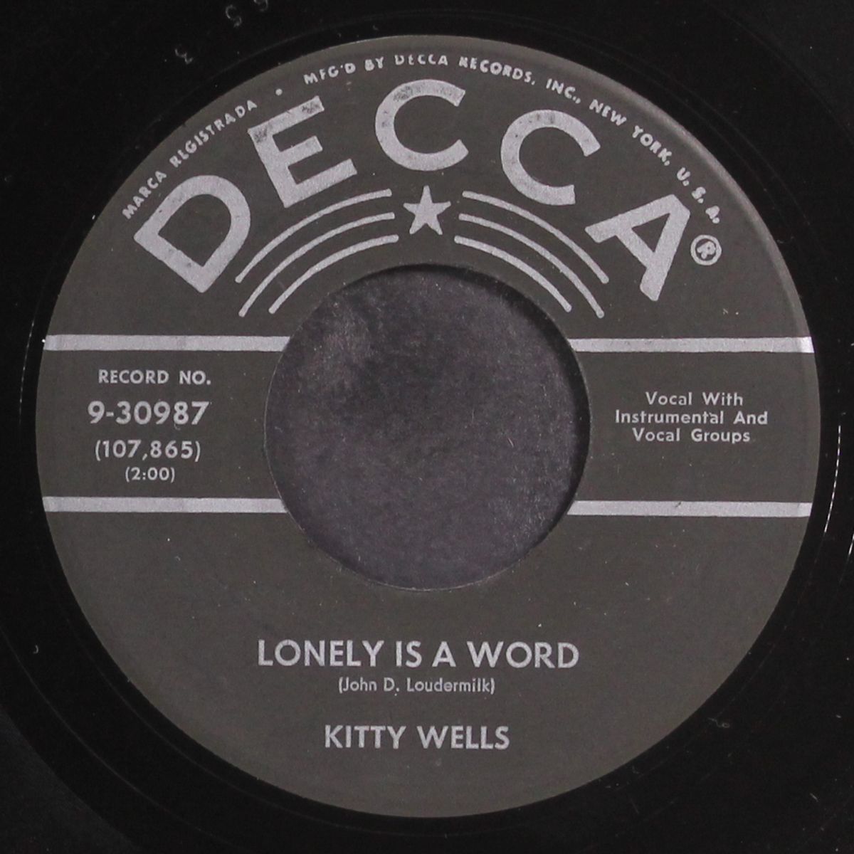 lonely is a word by KITTY WELLS