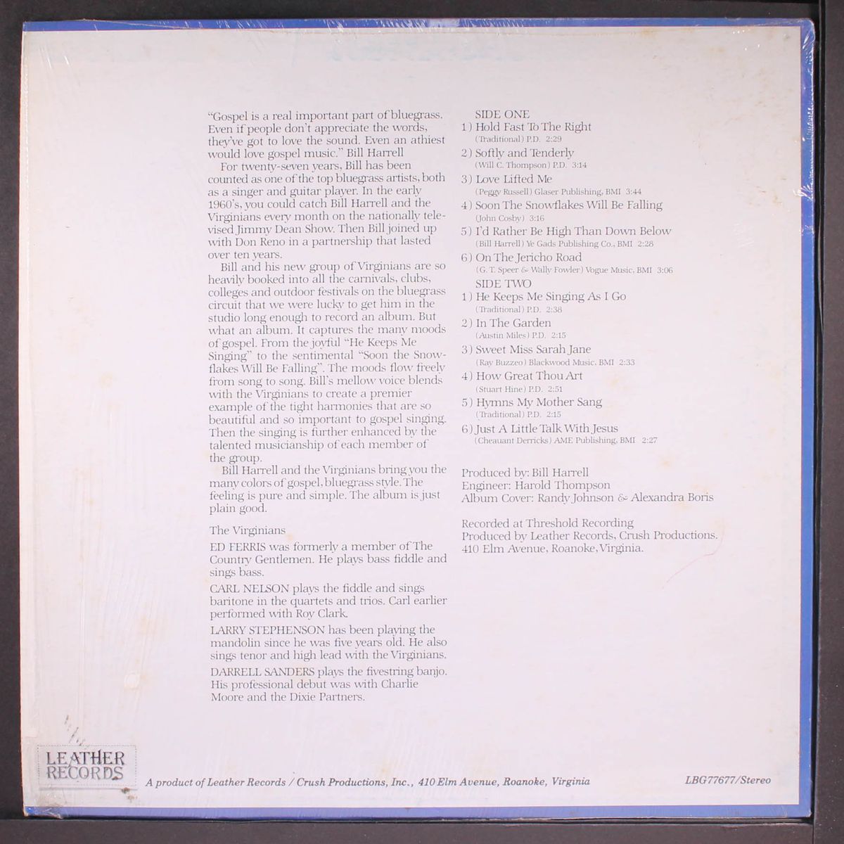 bluegrass gospel, pure & simple by BILL HARRELL & VIRGINIANS